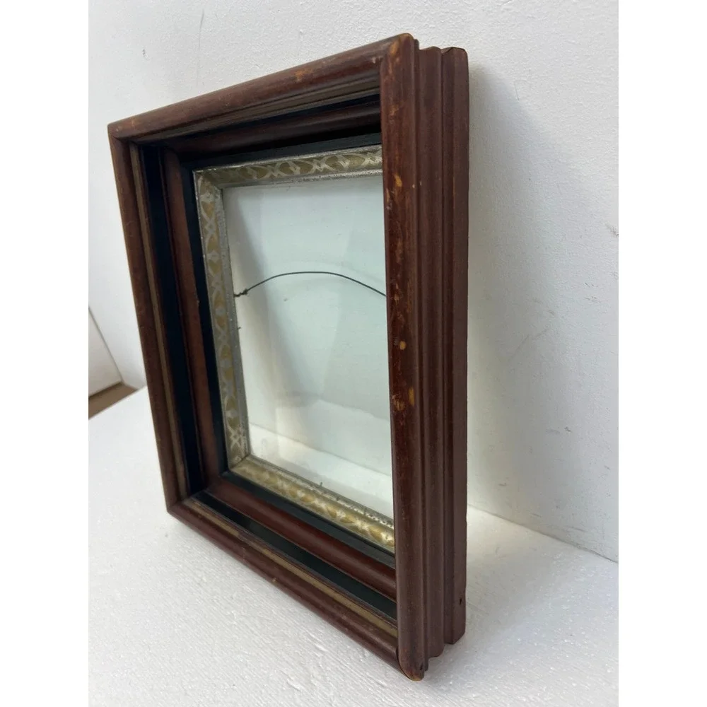 Victorian Shadowbox Deep Carved Wood Picture Frame Gold Trim Fits 8x10 vintage